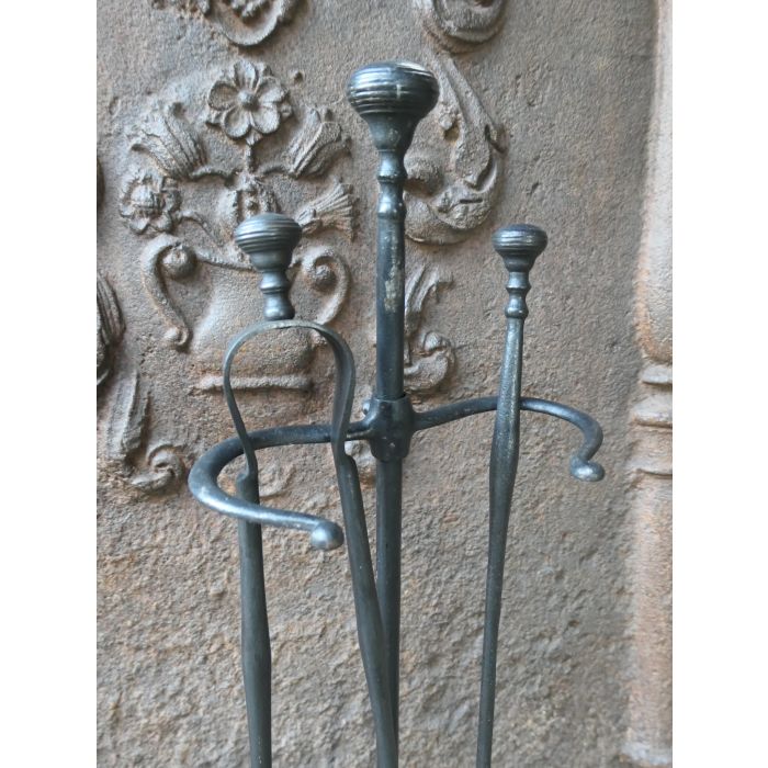 Napoleon III Fireplace Tools made of Wrought iron, Brass 