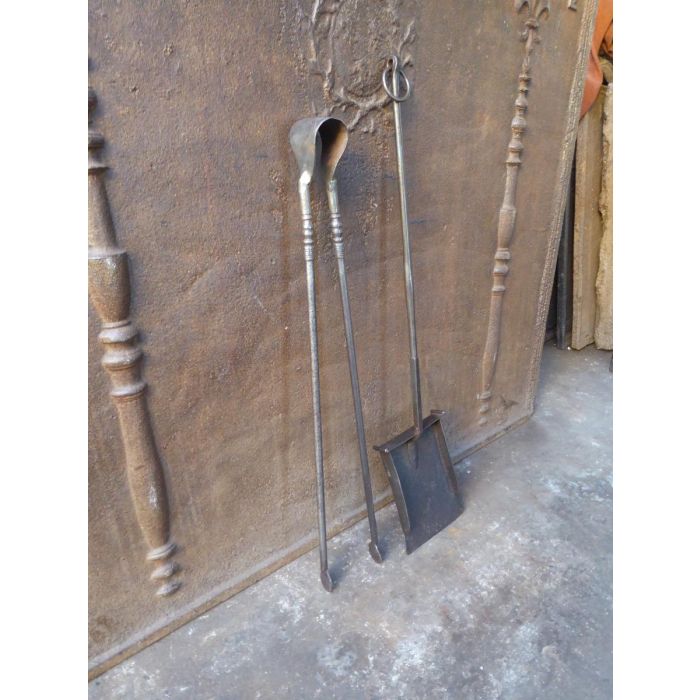 Large French Fireplace Tools made of Wrought iron 