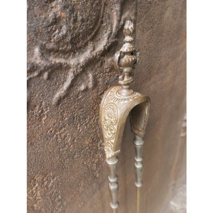 Napoleon III Fire Tongs made of Wrought iron, Bronze 