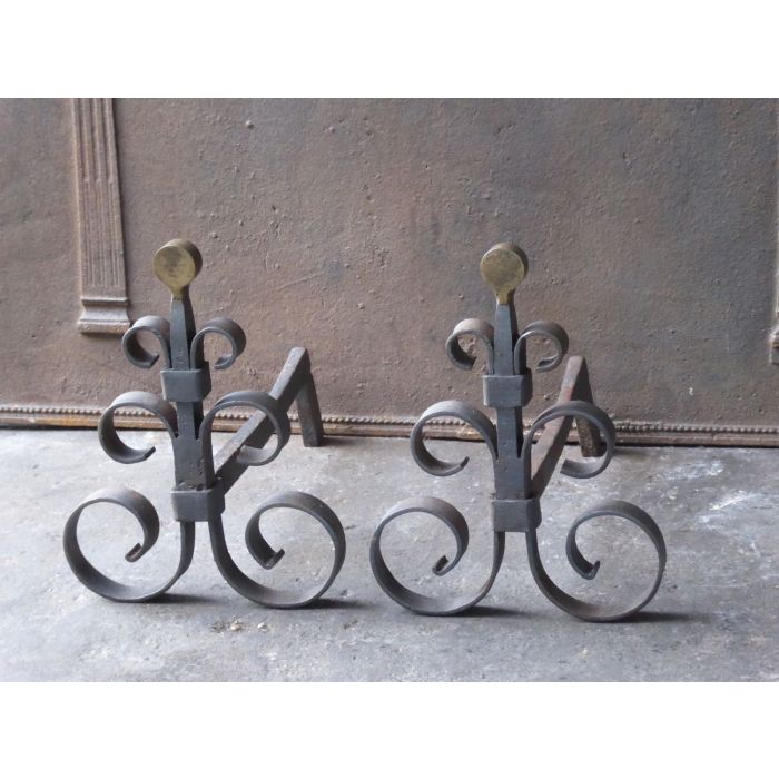 Wrought Iron Fire Dogs made of Wrought iron, Brass 