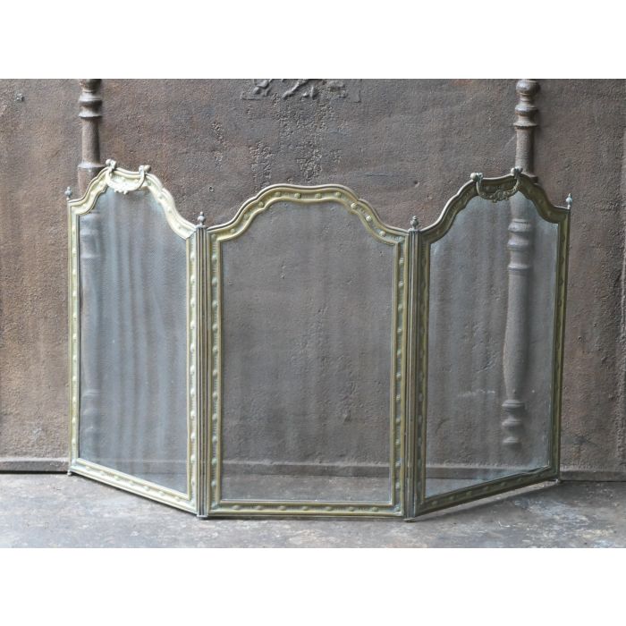 Napoleon III Fireplace Screen made of Brass, Iron mesh 