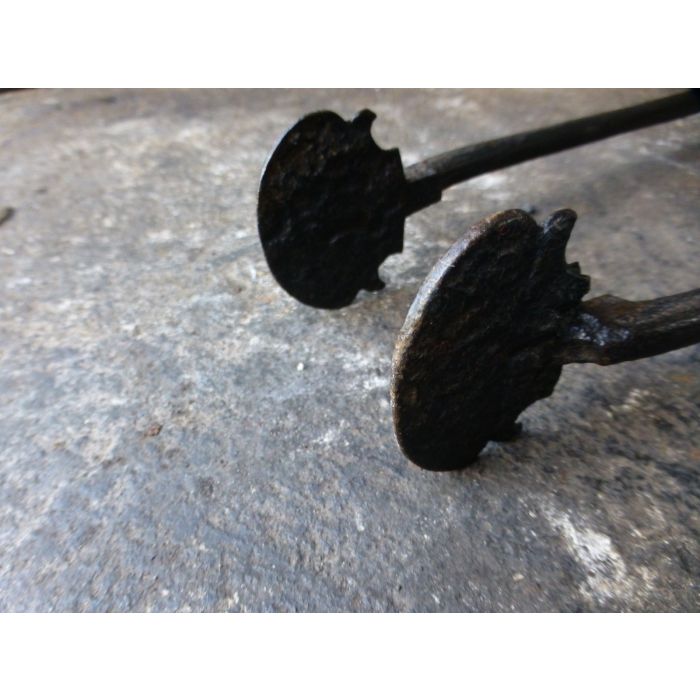 Antique Dutch Fire Tongs made of Wrought iron, Brass 