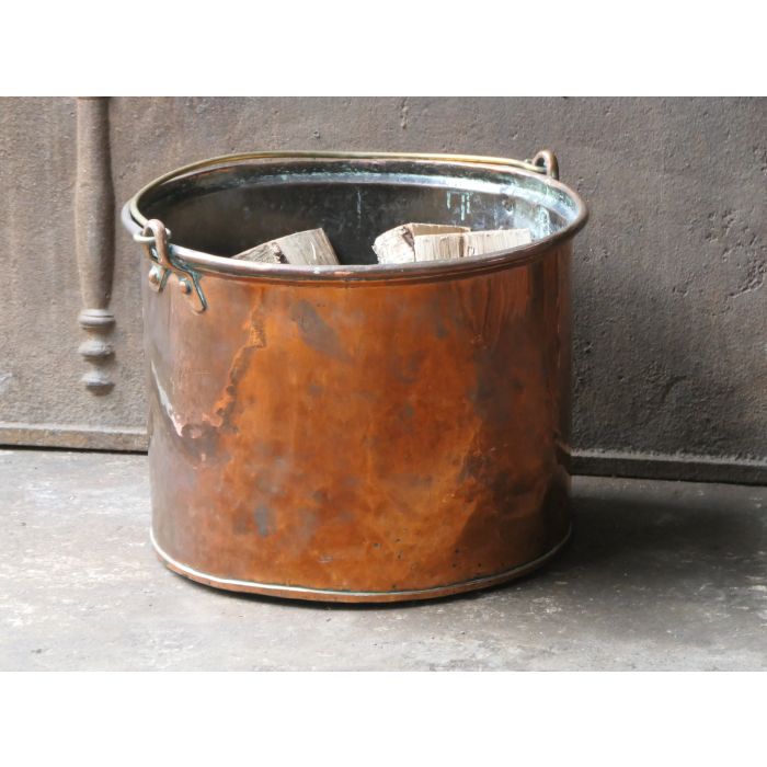 Antique Log Bucket made of Brass, Copper 