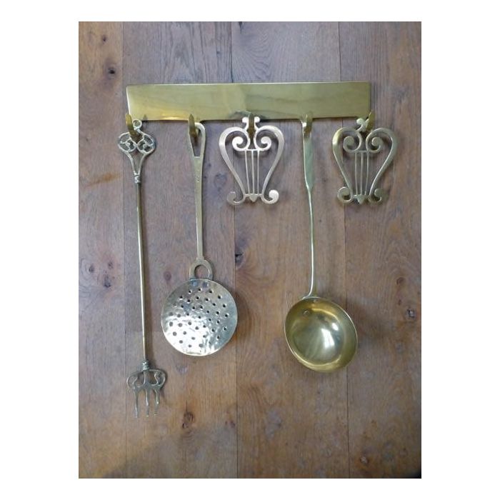 Antique Wall-mounted Fireplace Tools made of Polished brass, Polished copper 