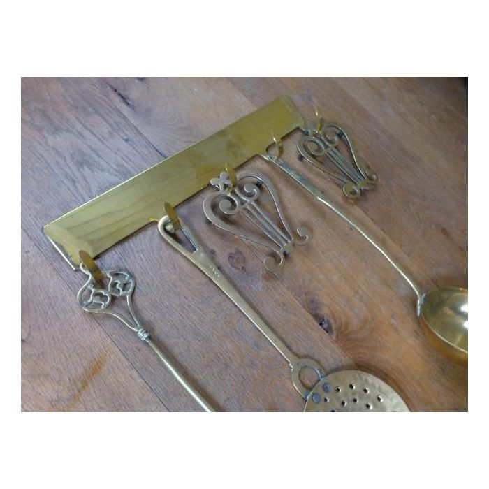 Antique Wall-mounted Fireplace Tools made of Polished brass, Polished copper 
