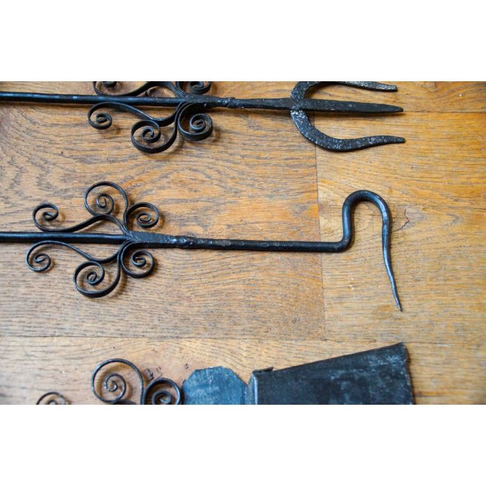 Antique Wall Hanging Fireplace Tools made of Wrought iron 