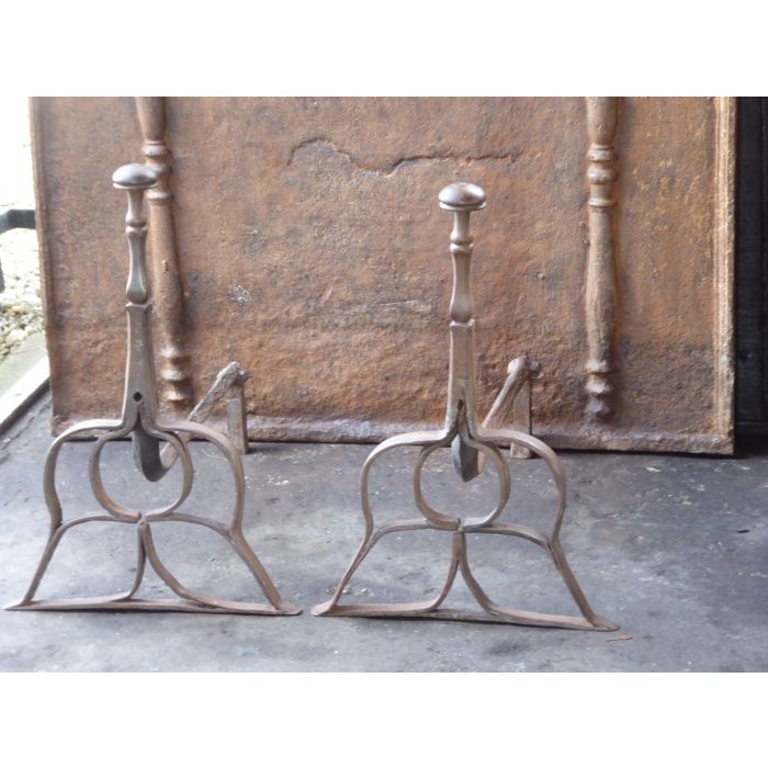 17th c Dutch Andirons made of Wrought iron 