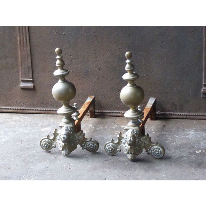 Louis XIV Style Andirons made of Cast iron, Brass 