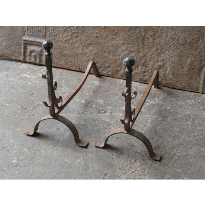 Wrought Iron Fire Dogs made of Wrought iron, Brass 