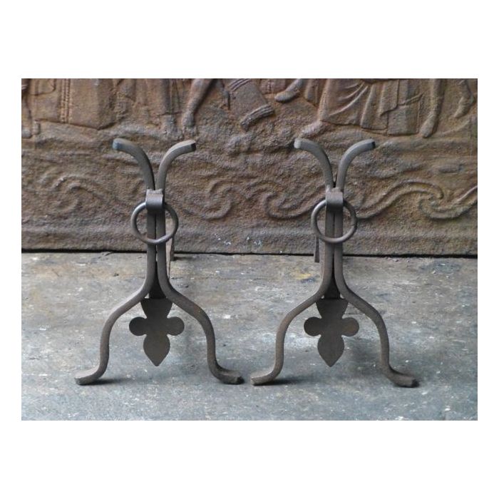 Art Nouveau Andirons made of Wrought iron 