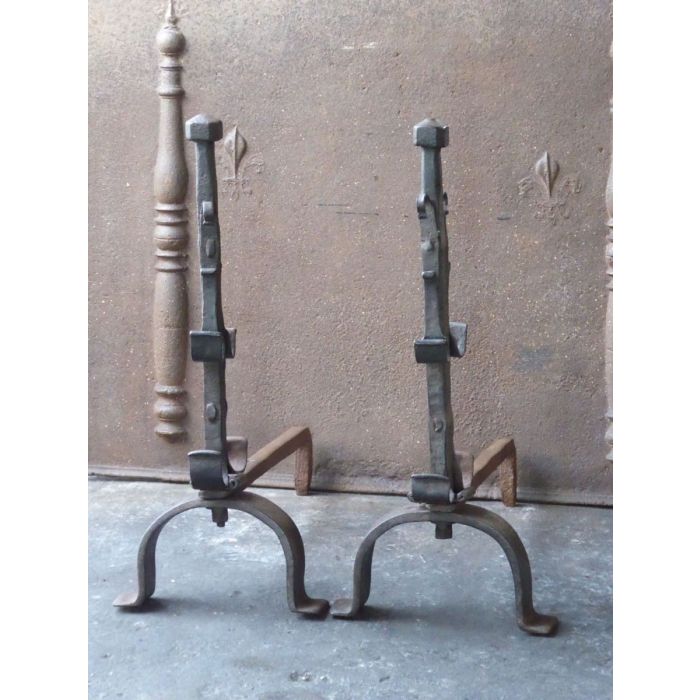 Antique Fireplace Andirons made of Wrought iron 