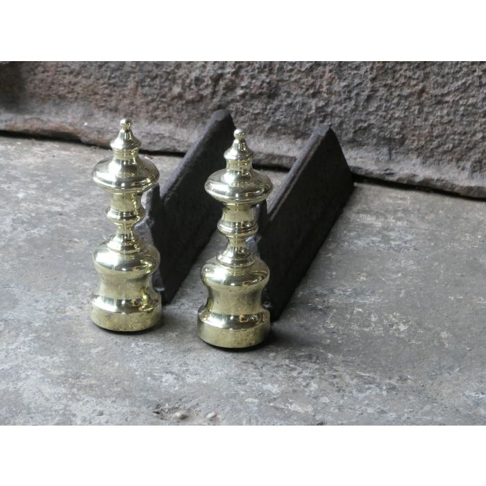 Napoleon III Fire Dogs made of Cast iron, Polished brass 