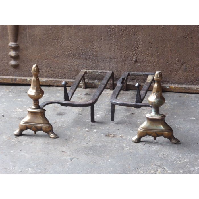 Louis XIV Andirons made of Wrought iron, Copper 