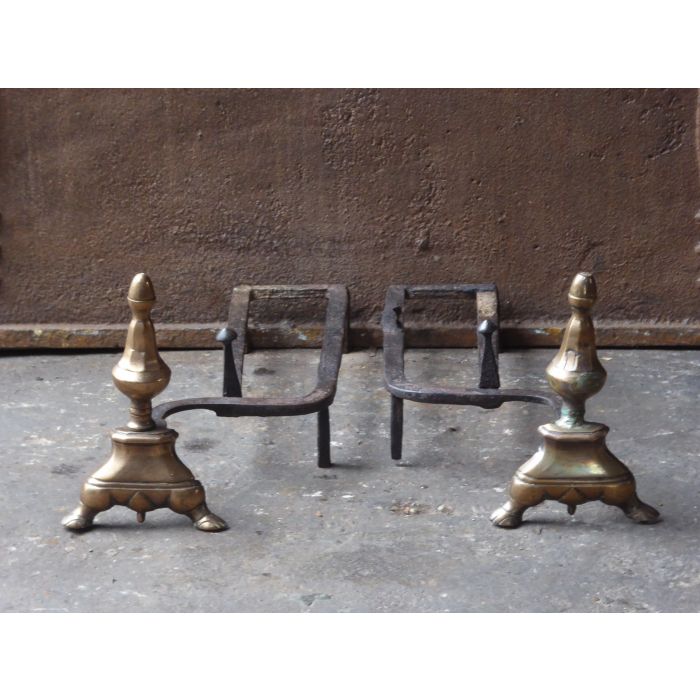 Louis XIV Andirons made of Wrought iron, Copper 