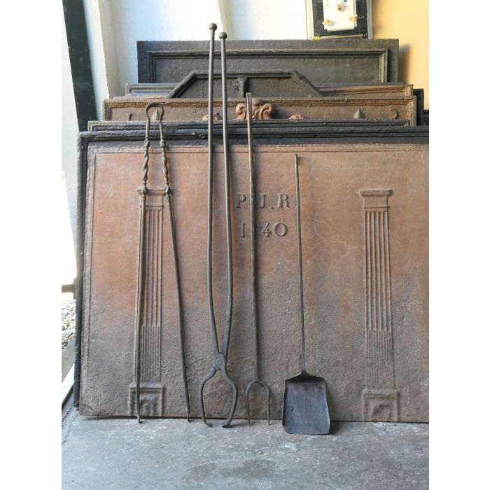 Large French Fireplace Tools made of Wrought iron 