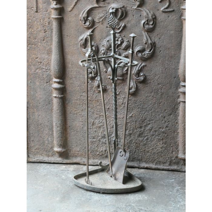 Art Nouveau Fire Tools made of Wrought iron 