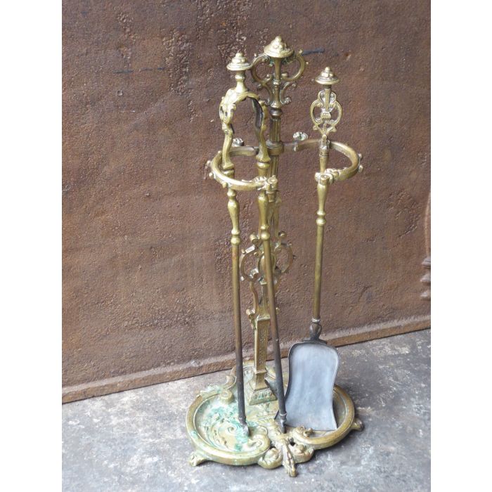 Art Nouveau Fire Tools made of Wrought iron, Brass, Bronze 