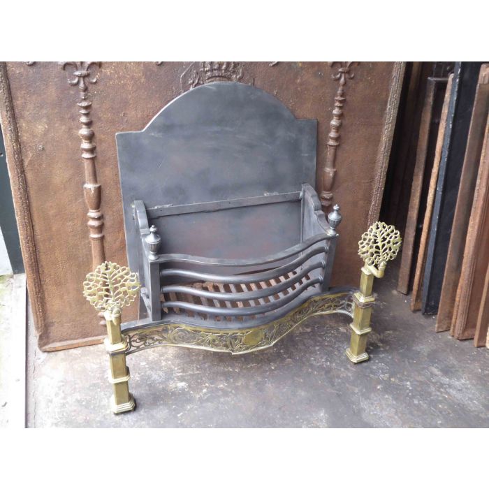 Large Art Nouveau Fire Grate made of Cast iron, Wrought iron, Brass 