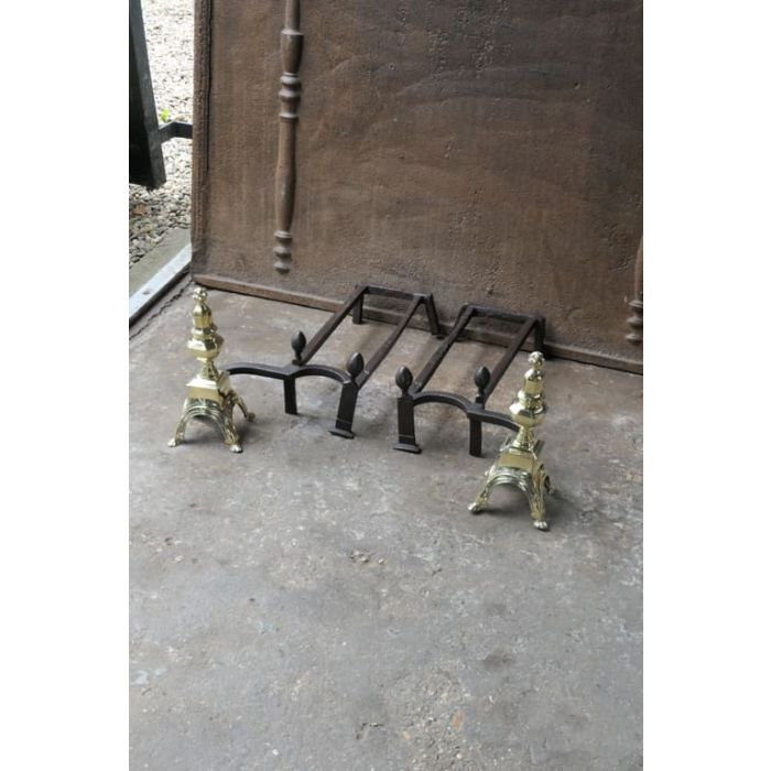 Louis XIV Andirons made of Wrought iron, Bronze 