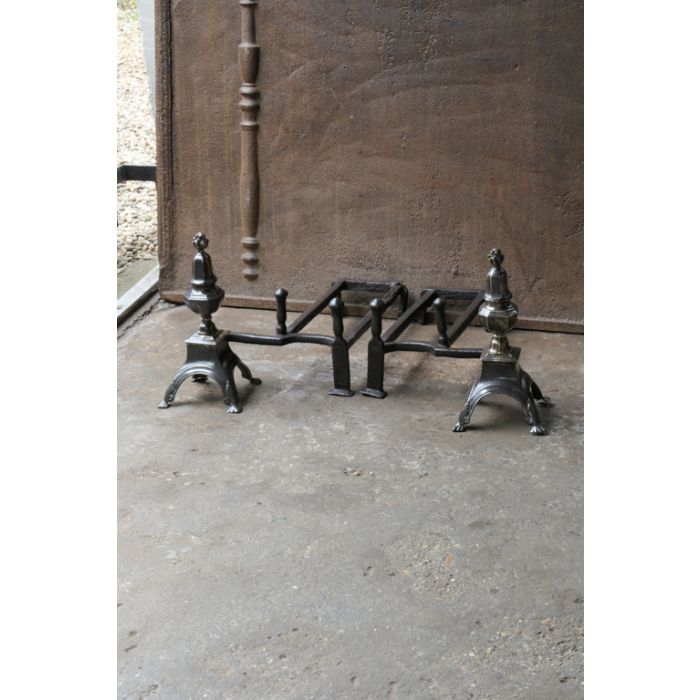 Louis XIV Andirons made of Wrought iron, Brass 