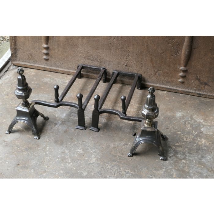 Louis XIV Andirons made of Wrought iron, Brass 