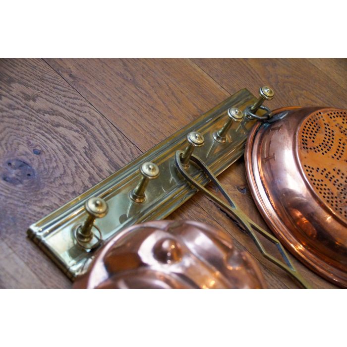 Antique Wall-mounted Fireplace Tools made of Brass, Copper 