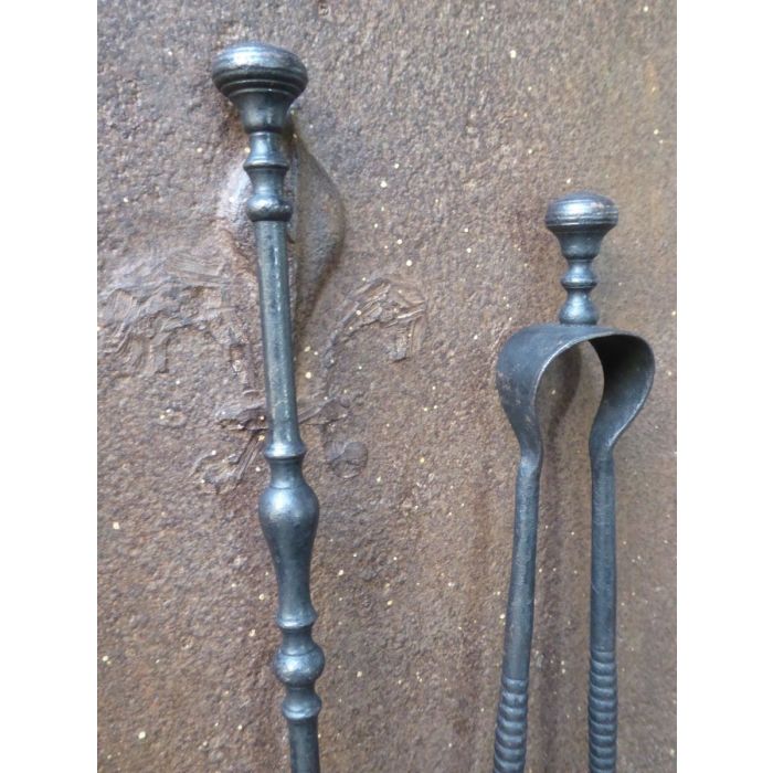 Art Nouveau Fire Tools made of Cast iron, Wrought iron, Polished brass 