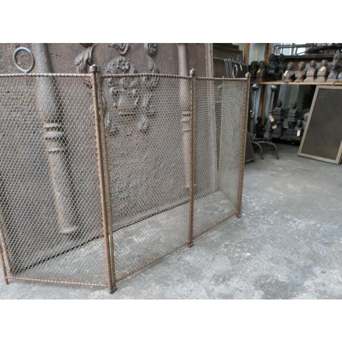 Rustic Antique Fireplace Screen made of Iron mesh, Iron 