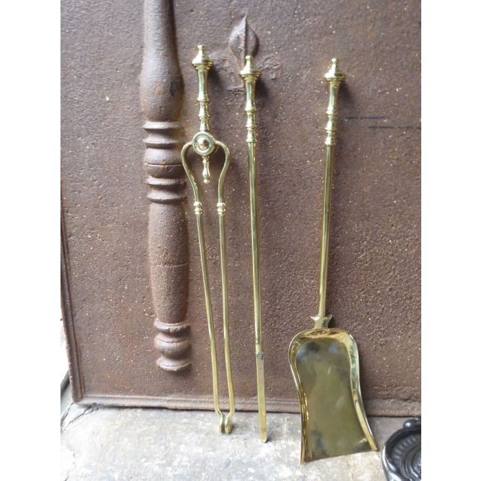 Art Nouveau Fire Tools made of Cast iron, Copper, Polished brass 