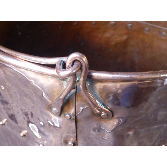 Polished Copper Log Bucket made of Wrought iron, Polished copper 