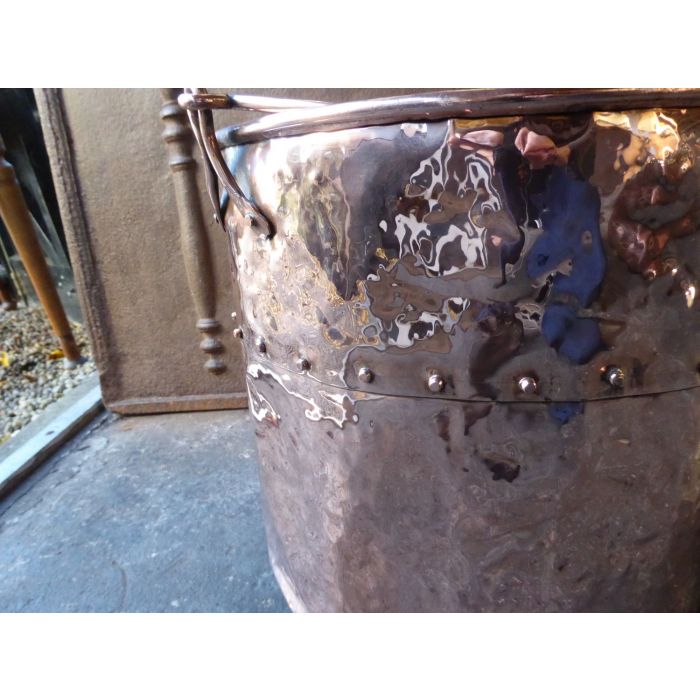 Polished Copper Log Bucket made of Wrought iron, Polished copper 