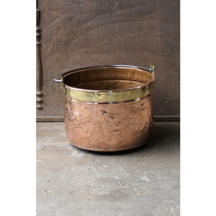 Polished Copper Log Basket made of Wrought iron, Polished brass, Polished copper 