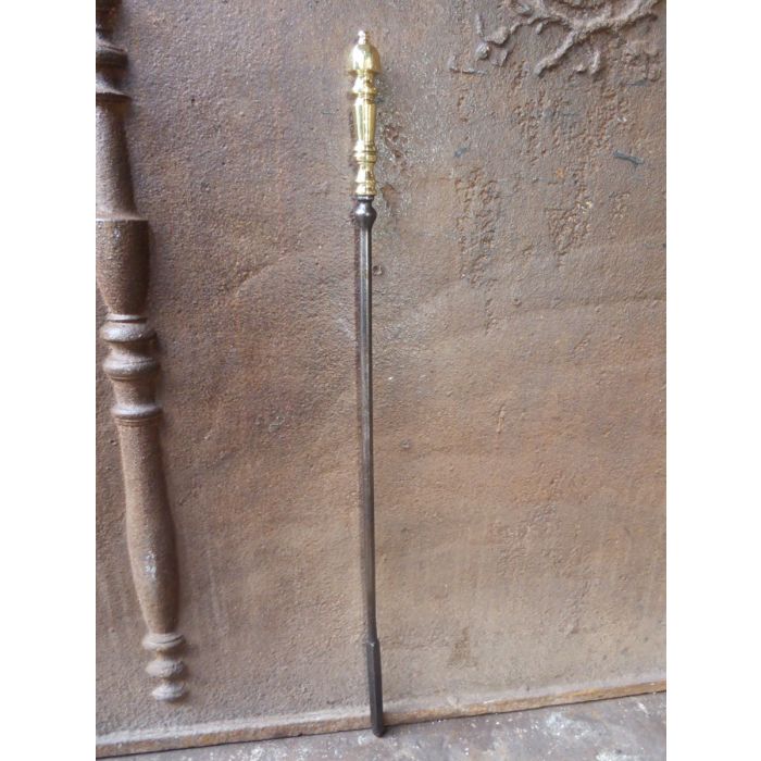 Victorian Fire Poker made of Wrought iron, Polished brass 