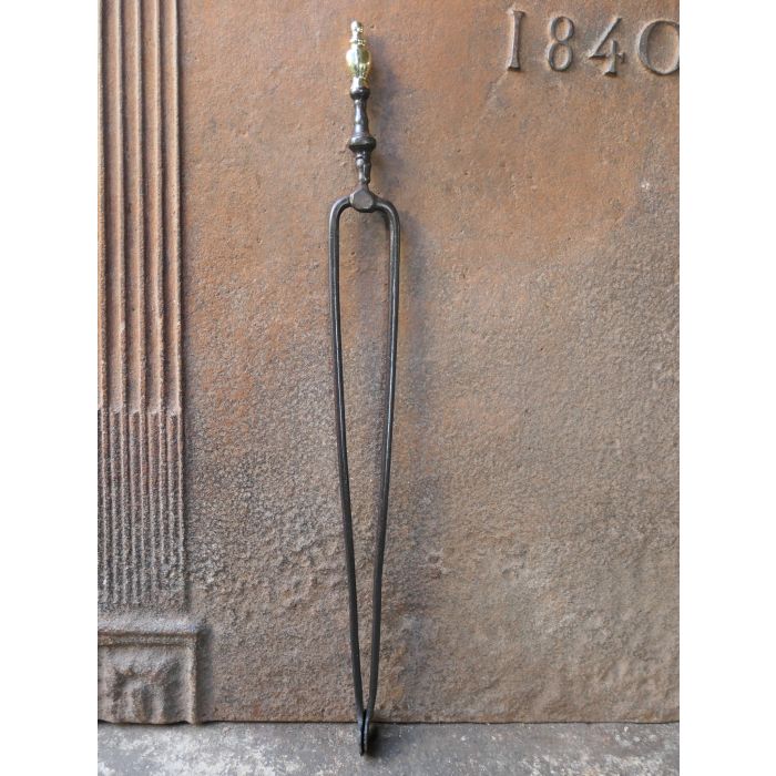 Napoleon III Fire Tongs made of Wrought iron, Brass 