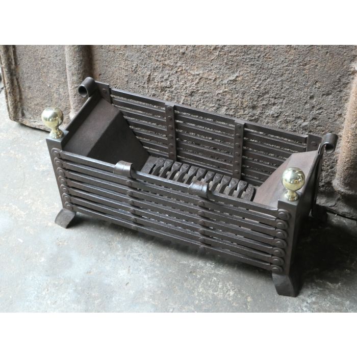 Victorian Fireplace Grate made of Cast iron, Wrought iron, Polished brass 