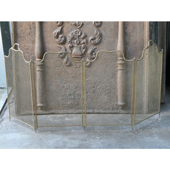 Rustic Antique Fireplace Screen made of Brass, Iron mesh, Iron 