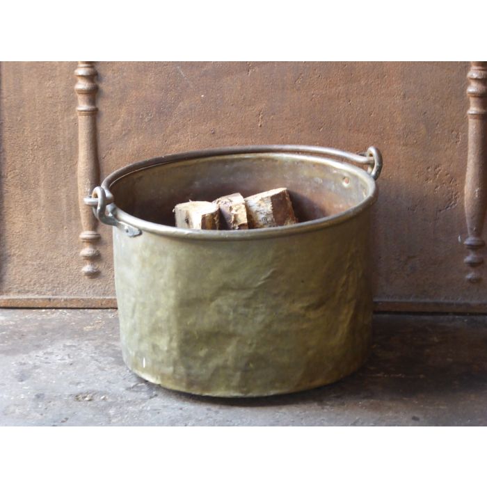 Antique Firewood Basket made of Wrought iron, Brass 