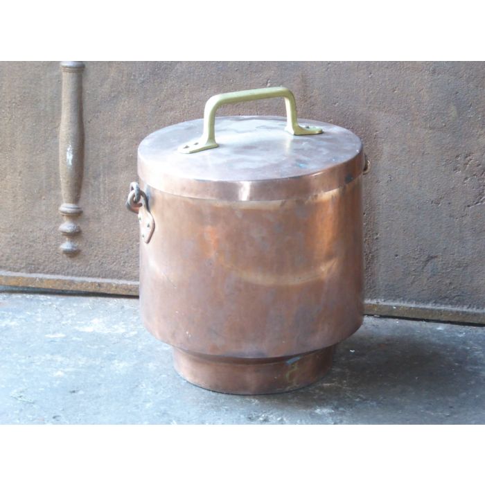 Polished Copper Log Basket made of Wrought iron, Copper 