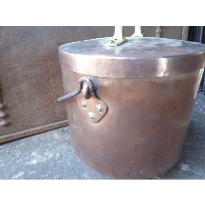 Polished Copper Log Basket made of Wrought iron, Copper 