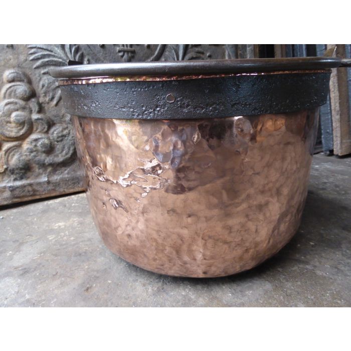 Polished Copper Firewood Basket made of Wrought iron, Polished brass, Polished copper 