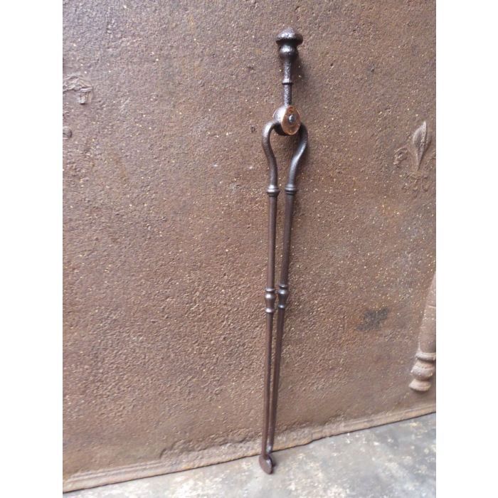 Victorian Fire Tongs made of Wrought iron, Copper 