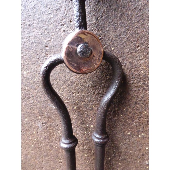 Victorian Fire Tongs made of Wrought iron, Copper 