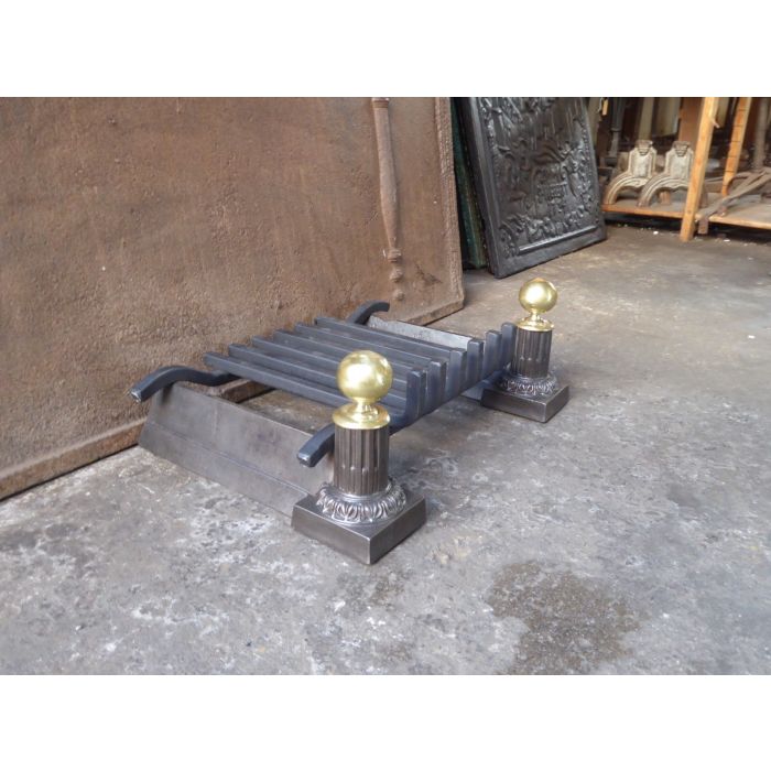 French Fire Basket made of Cast iron, Wrought iron, Polished brass 