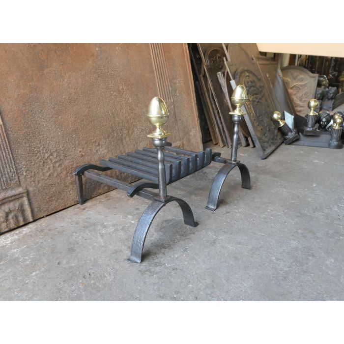 Victorian Fireplace Grate made of Wrought iron, Polished brass 