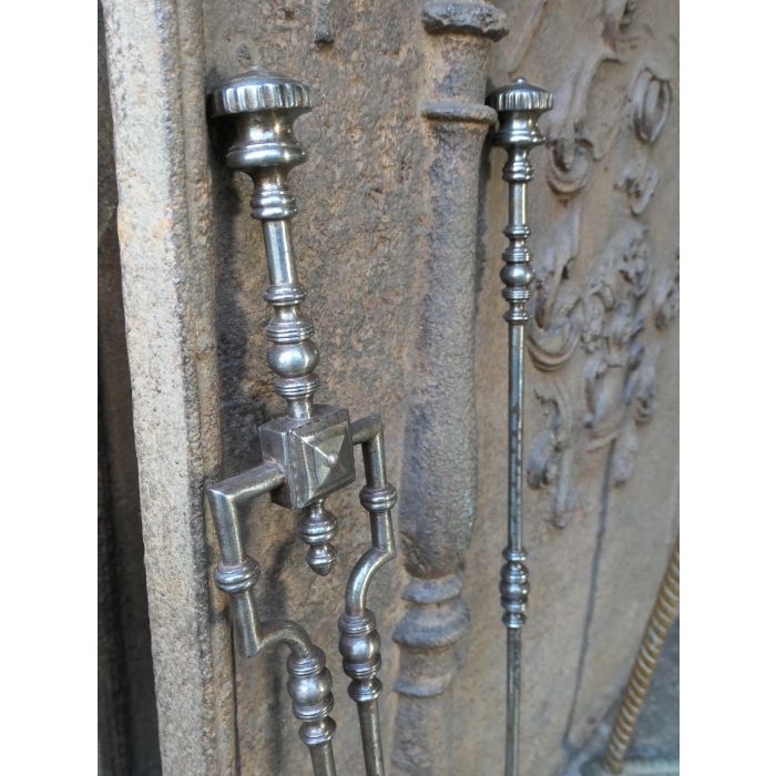 Large Georgian Fire Irons made of Brass, Polished steel 