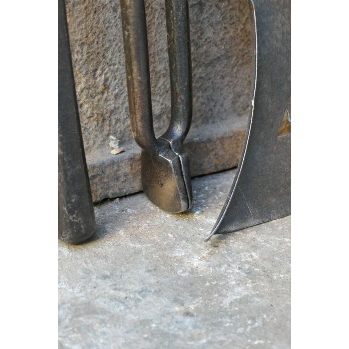 Large Georgian Fire Irons made of Cast iron, Wrought iron, Brass 