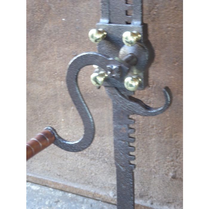 Antique Pot Hook made of Wrought iron, Polished brass 