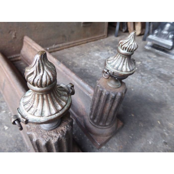 Neoclassical Style Andirons made of Cast iron, Brass 