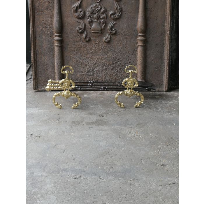 Georgian Fire Irons made of Wrought iron, Polished brass 