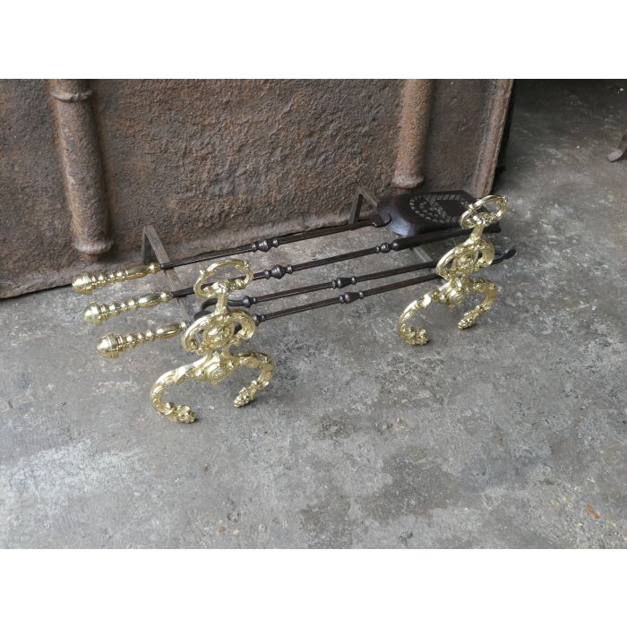 Georgian Fire Irons made of Wrought iron, Polished brass 